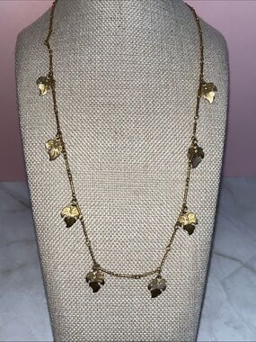 Sarah Coventry Gold Leaf Drop Station Necklace